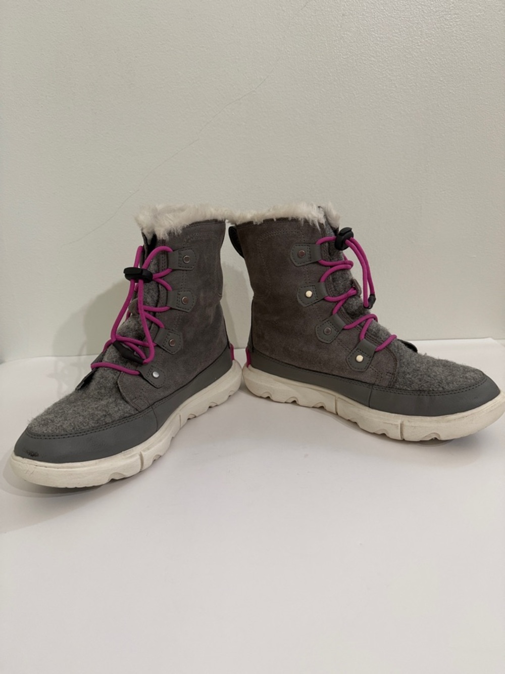 SOREL Explorer Waterproof Boots Womens Size 7 Faux Fur Gray - Picture 5 of 13